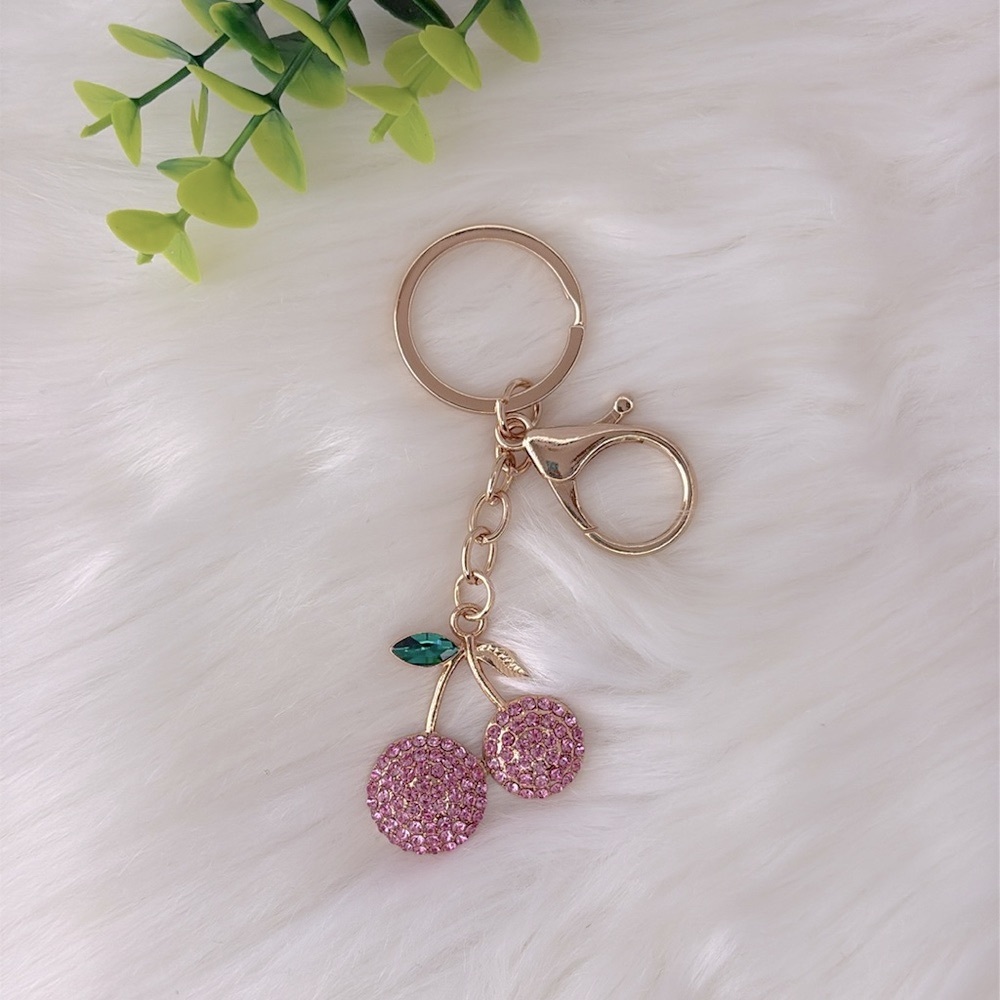 Cherry Rhinestone Bag Charm/ Keychain Accessory